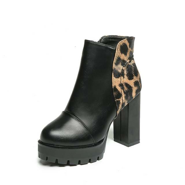 Buty damskie Chelsea Boots jesień/zima, gumka, kostka, kwadratowy obcas, platforma - Wianko - 6
