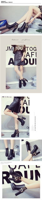 Buty damskie Chelsea Boots jesień/zima, gumka, kostka, kwadratowy obcas, platforma - Wianko - 7