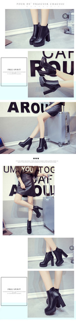 Buty damskie Chelsea Boots jesień/zima, gumka, kostka, kwadratowy obcas, platforma - Wianko - 8