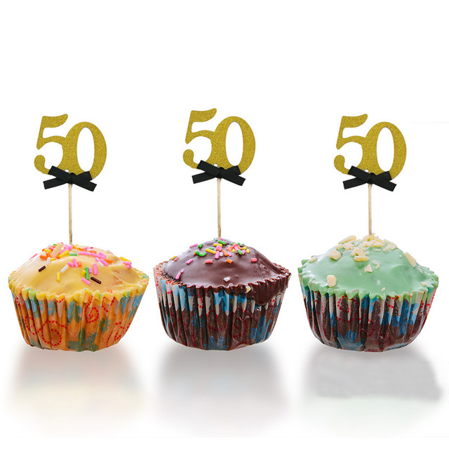 5 sztuk złotych dekoracji urodzinowych dla dorosłych - 30 40 50 60 lat - do ciastek i tortu - Wianko - 3