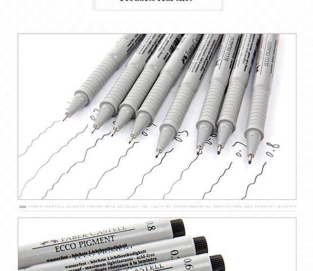 Pióro do rysowania Pigma Micron Marker Faber Castell, 9 sztuk, końcówka igłowa, wkładka pigmentowa, wodoodporne, pisak do kaligrafii, szkic Hook Pen - Wianko - 12