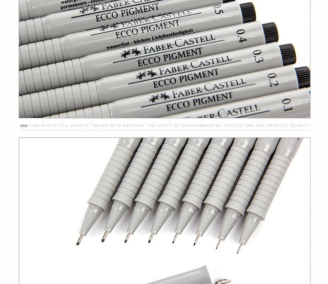 Pióro do rysowania Pigma Micron Marker Faber Castell, 9 sztuk, końcówka igłowa, wkładka pigmentowa, wodoodporne, pisak do kaligrafii, szkic Hook Pen - Wianko - 13