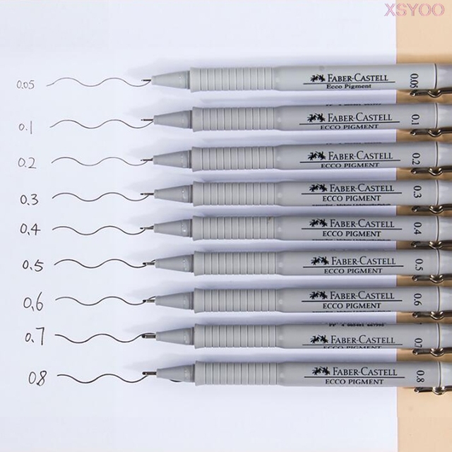 Pióro do rysowania Pigma Micron Marker Faber Castell, 9 sztuk, końcówka igłowa, wkładka pigmentowa, wodoodporne, pisak do kaligrafii, szkic Hook Pen - Wianko - 5