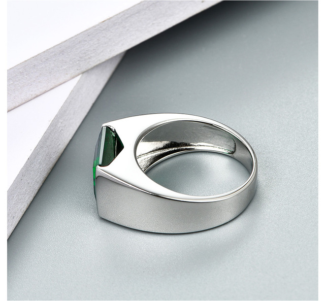 Męski pierścionek ze srebra 925 o wadze 4.8 karata przedstawiający szmaragd w kolorze zielonym, 10mm - Wianko - 18