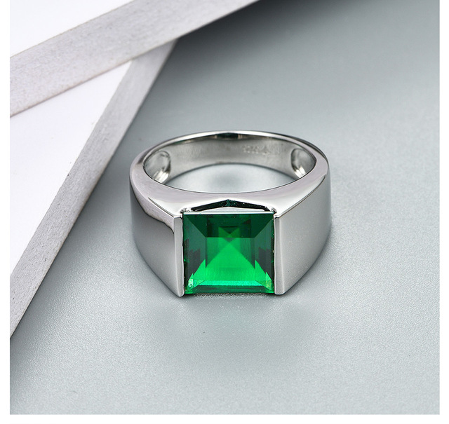 Męski pierścionek ze srebra 925 o wadze 4.8 karata przedstawiający szmaragd w kolorze zielonym, 10mm - Wianko - 16