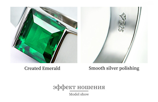 Męski pierścionek ze srebra 925 o wadze 4.8 karata przedstawiający szmaragd w kolorze zielonym, 10mm - Wianko - 19