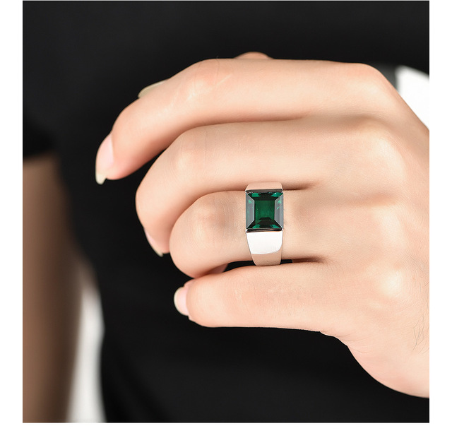 Męski pierścionek ze srebra 925 o wadze 4.8 karata przedstawiający szmaragd w kolorze zielonym, 10mm - Wianko - 20