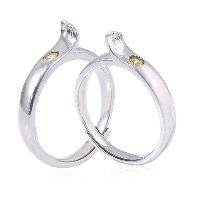 Biżuteria z Indii - Modne pierścionki zaręczynowe dla kobiet, hurtowe obrączki ze popularnego metalu - para pierścieni - Wianko - 2