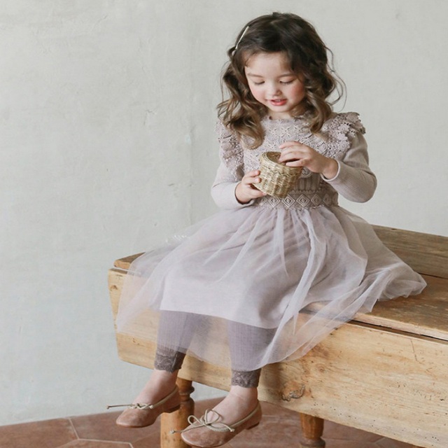 Legginsy dziecięce dziewczęce koreańskiego stylu jesienne, elastyczny pas, wafelkowy wzór, koronka, jednolity kolor, E716 - Wianko - 13