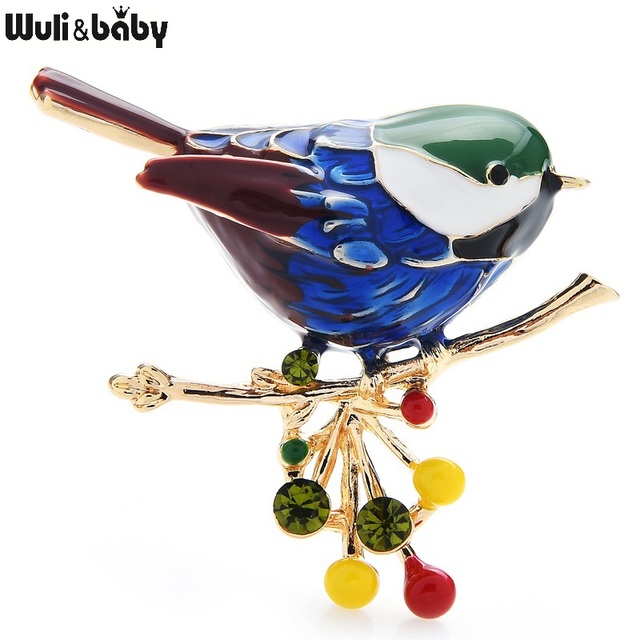 Broszka 4-kolorowa emaliowana z pięknym ptakiem - Wuli & Baby - Wianko - 5