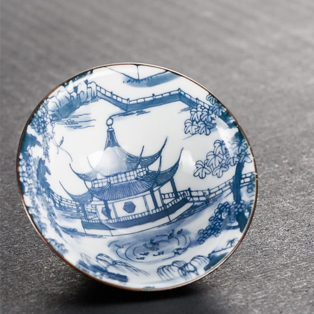 Zestaw 6 filiżanek do herbaty Jingdezhen, ręcznie malowanych, niebiesko-białych, z porcelany Boutique ceramicznej - Wianko - 7