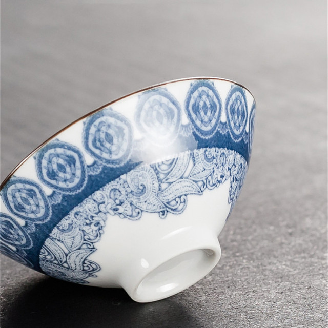 Zestaw 6 filiżanek do herbaty Jingdezhen, ręcznie malowanych, niebiesko-białych, z porcelany Boutique ceramicznej - Wianko - 8