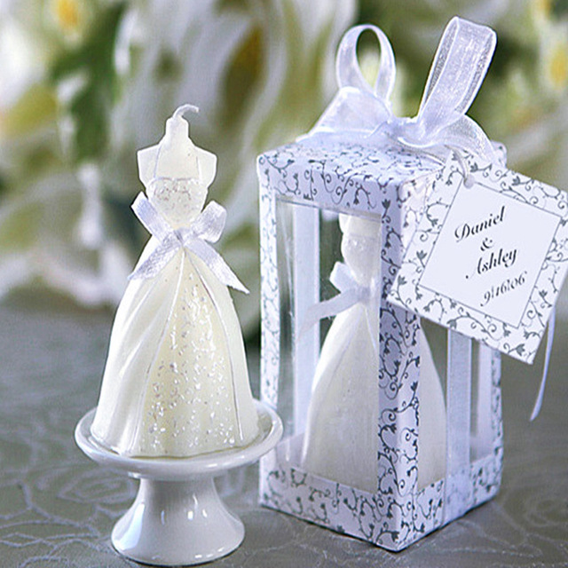 Pamiątkowa świeca ślubna dla gości - 15 sztuk sukienka ślubna panny młodej jako prezenty - Wianko - 1