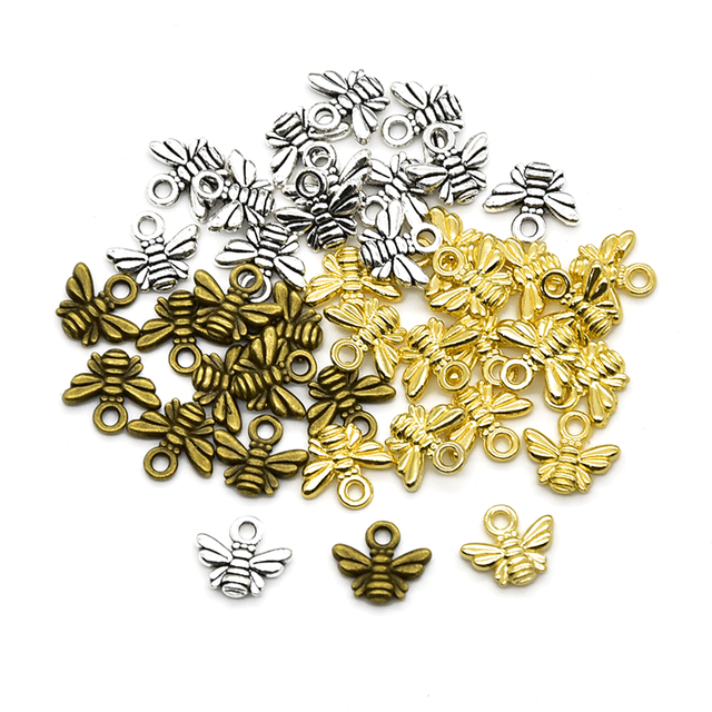 40 sztuk gorący bubel stopu metalu Mini Charms w kształcie pszczoły Fit DIY Handmade biżuteria - Wianko - 1
