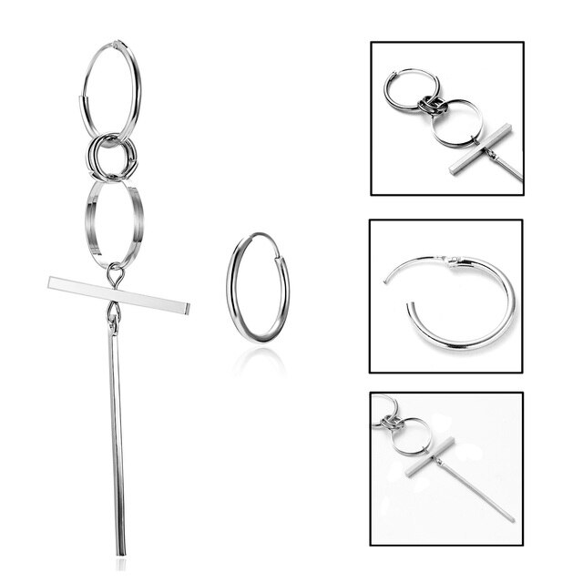 Modne łańcuszkowe kolczyki Hoop z krzyżem i piórkiem dla kobiet i mężczyzn - Wianko - 6
