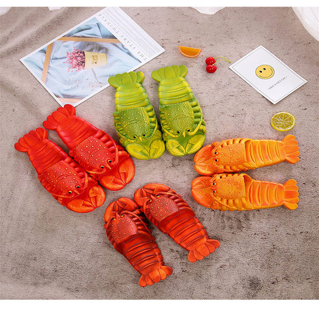 Kapcie letnie rodzinne dla kobiet i mężczyzn z dużym rozmiarem i śmiesznym wzorem homara - Wianko - 3