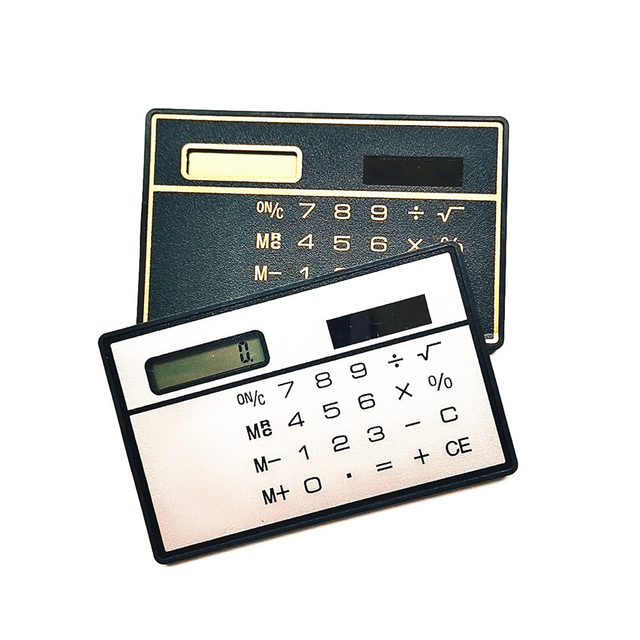 Kalkulator mini w rozmiarze karty kredytowej, ultra-cienki, 8-cyfrowy, przenośny, zasilany energią słoneczną - Wianko - 2