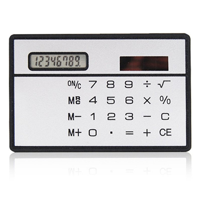 Kalkulator mini w rozmiarze karty kredytowej, ultra-cienki, 8-cyfrowy, przenośny, zasilany energią słoneczną - Wianko - 8