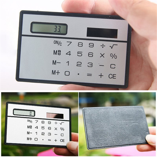 Kalkulator mini w rozmiarze karty kredytowej, ultra-cienki, 8-cyfrowy, przenośny, zasilany energią słoneczną - Wianko - 7