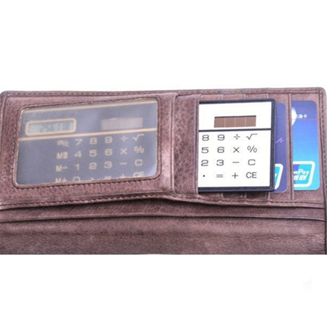 Kalkulator mini w rozmiarze karty kredytowej, ultra-cienki, 8-cyfrowy, przenośny, zasilany energią słoneczną - Wianko - 6