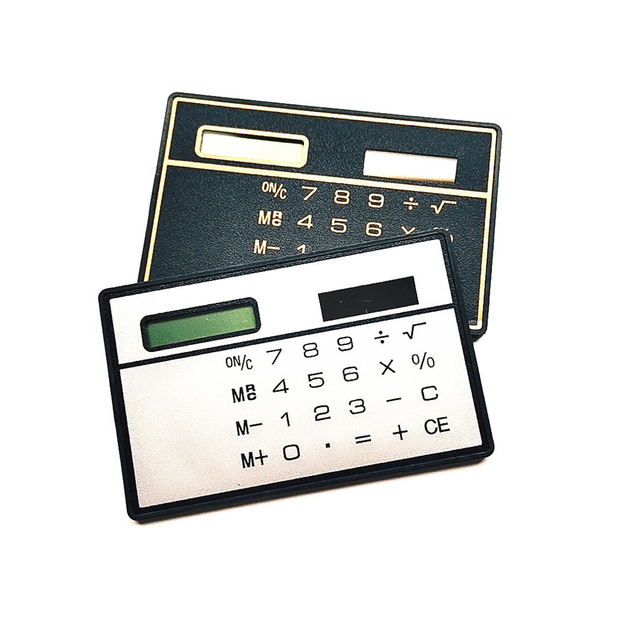 Kalkulator mini w rozmiarze karty kredytowej, ultra-cienki, 8-cyfrowy, przenośny, zasilany energią słoneczną - Wianko - 3