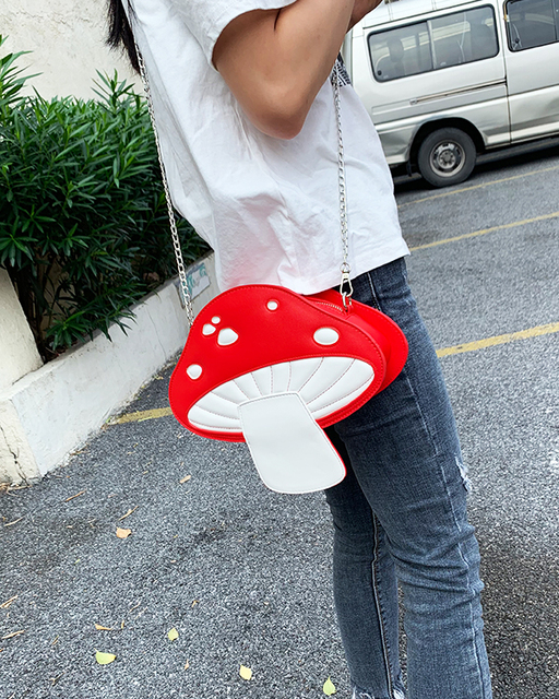 Mini torebka na ramię - Śliczne czerwone grzyby, projekt kobiety i dziewczyny, Kawaii kopertówka z łańcuszkiem - Wianko - 43