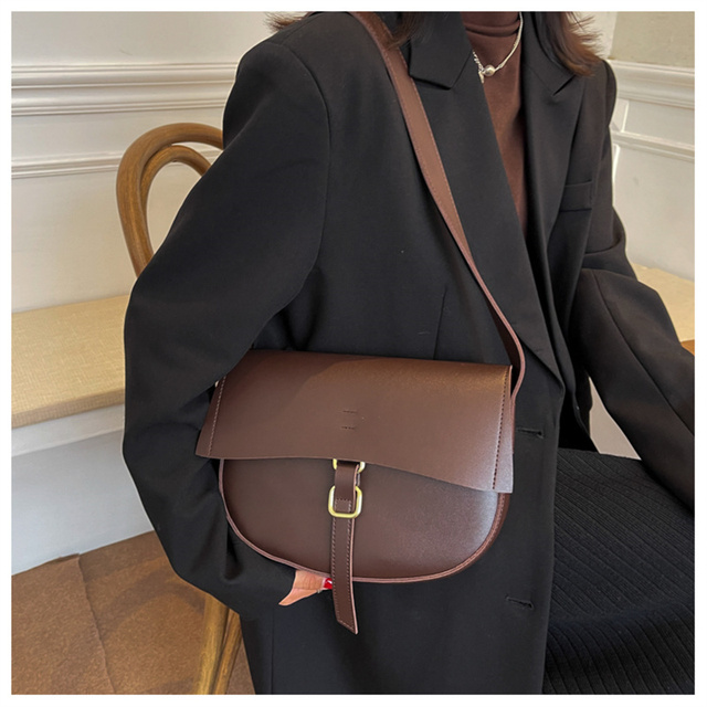 Luksusowa skórzana torebka na ramię - projektantka damskiej mody z klapką i małą torbą ze skórzanym paskiem - Wianko - 15