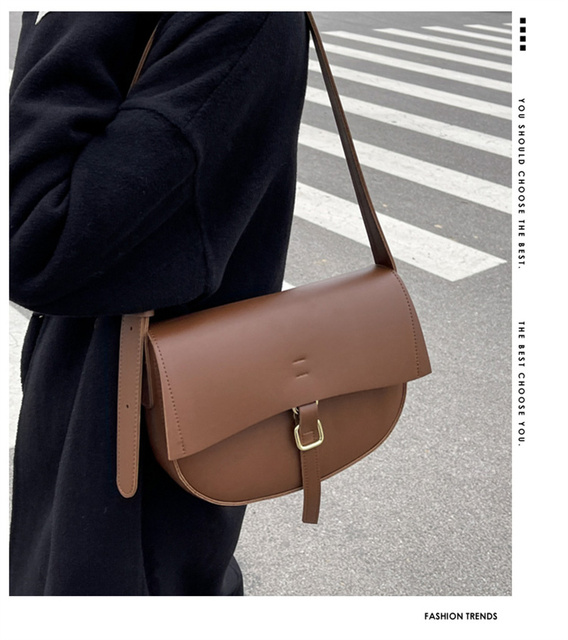 Luksusowa skórzana torebka na ramię - projektantka damskiej mody z klapką i małą torbą ze skórzanym paskiem - Wianko - 2