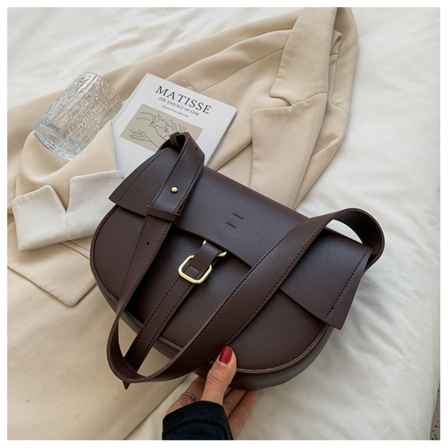 Luksusowa skórzana torebka na ramię - projektantka damskiej mody z klapką i małą torbą ze skórzanym paskiem - Wianko - 44