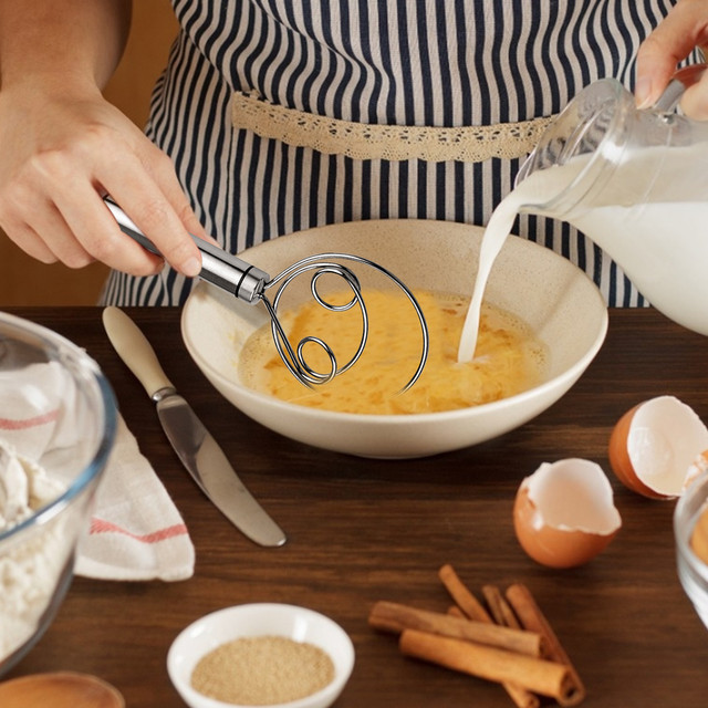 Mikser ręczny do ciasta i klusek z mąką ze stali nierdzewnej oraz narzędzia do sałatek i mieszadło do jajek - Wianko - 4