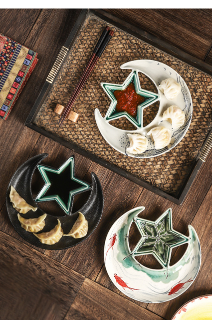 Naczynie deserowe Nordic japońskie, ceramiczne w kształcie gwiazdy i księżyca - Wianko - 15