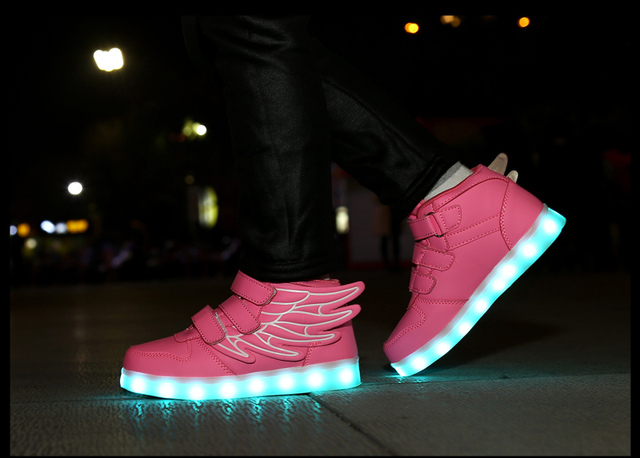 Świecące trampki LED dla dzieci - chłopcy i dziewczynki, kreskówkowe buty trendu, ładowane, skrzydła, codzienne obuwie dziecięce - Wianko - 14
