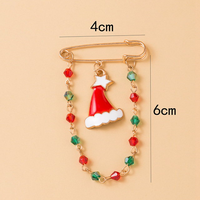 Broszka Mikołaj z kryształowym tasiemkiem - biżuteria na Boże Narodzenie - Wianko - 10