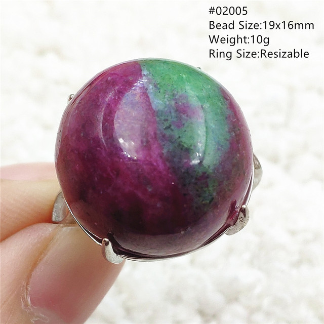 Regulowany pierścień ze srebra 925 z naturalnym rubinem Zoisite w kolorze czerwonym i zielonym - Wianko - 9