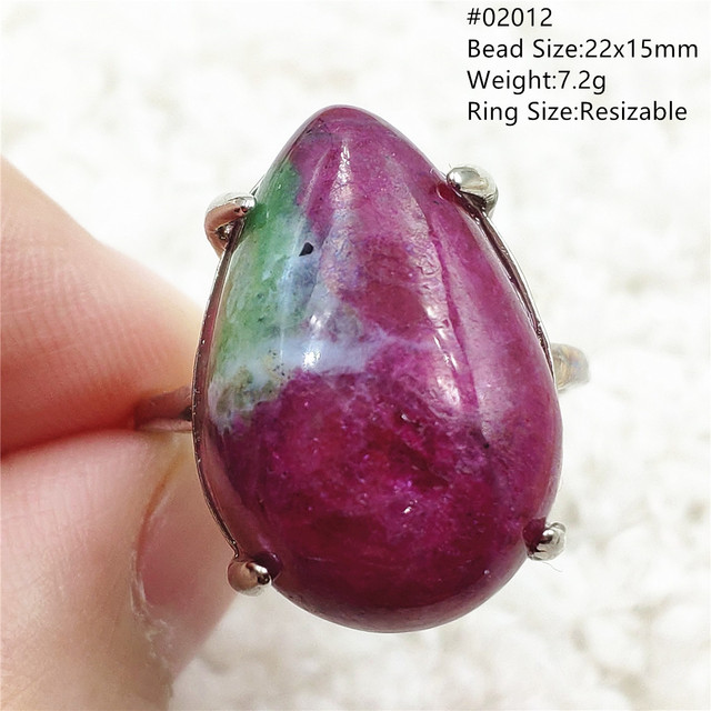 Regulowany pierścień ze srebra 925 z naturalnym rubinem Zoisite w kolorze czerwonym i zielonym - Wianko - 23
