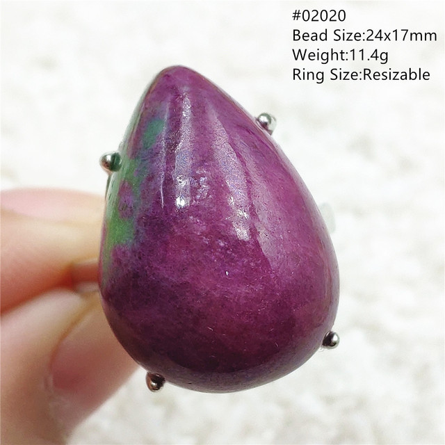 Regulowany pierścień ze srebra 925 z naturalnym rubinem Zoisite w kolorze czerwonym i zielonym - Wianko - 39