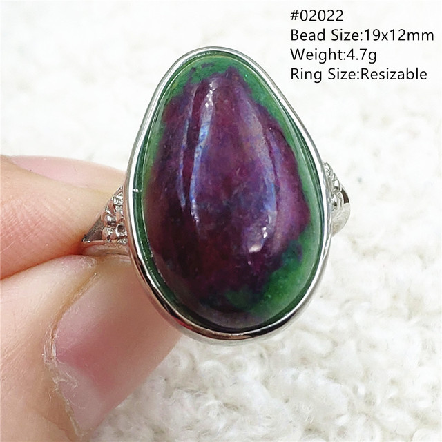 Regulowany pierścień ze srebra 925 z naturalnym rubinem Zoisite w kolorze czerwonym i zielonym - Wianko - 43