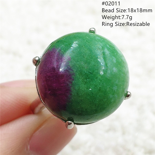 Regulowany pierścień ze srebra 925 z naturalnym rubinem Zoisite w kolorze czerwonym i zielonym - Wianko - 21