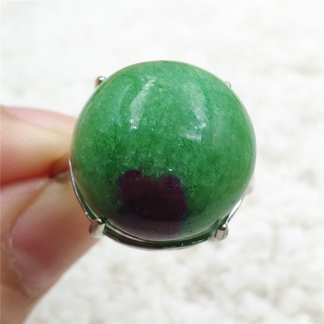 Regulowany pierścień ze srebra 925 z naturalnym rubinem Zoisite w kolorze czerwonym i zielonym - Wianko - 36