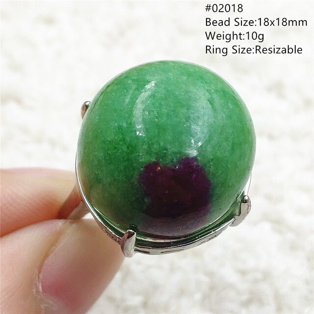 Regulowany pierścień ze srebra 925 z naturalnym rubinem Zoisite w kolorze czerwonym i zielonym - Wianko - 35