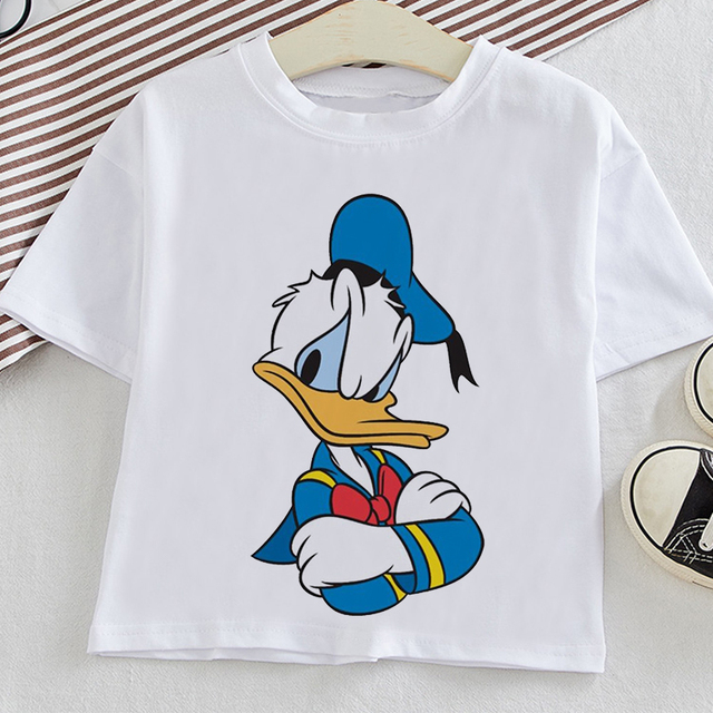 Koszulka Disney z kaczorem Donaldem dla dzieci w stylu casual, różowa, unisex - Wianko - 2