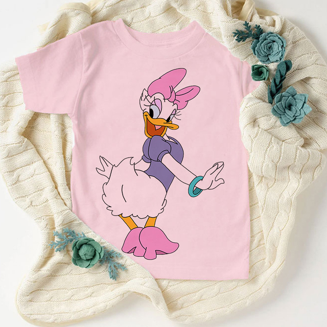 Koszulka Disney z kaczorem Donaldem dla dzieci w stylu casual, różowa, unisex - Wianko - 9