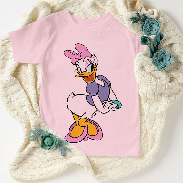 Koszulka Disney z kaczorem Donaldem dla dzieci w stylu casual, różowa, unisex - Wianko - 5