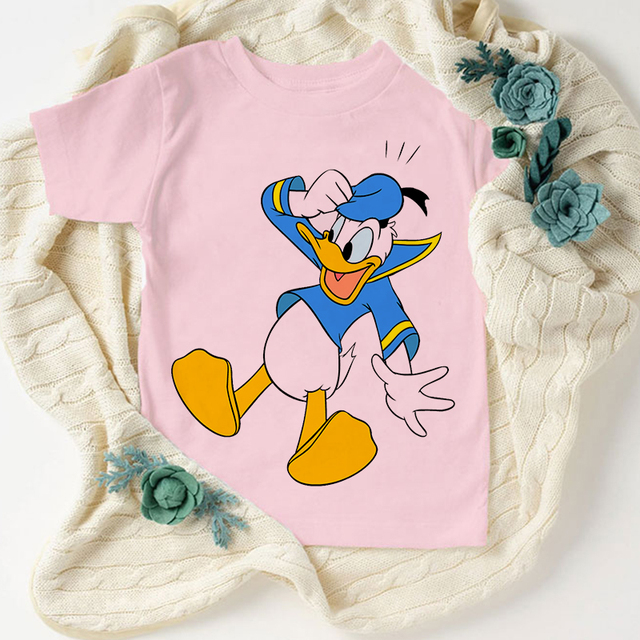 Koszulka Disney z kaczorem Donaldem dla dzieci w stylu casual, różowa, unisex - Wianko - 17