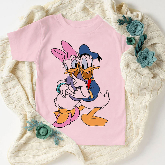 Koszulka Disney z kaczorem Donaldem dla dzieci w stylu casual, różowa, unisex - Wianko - 13