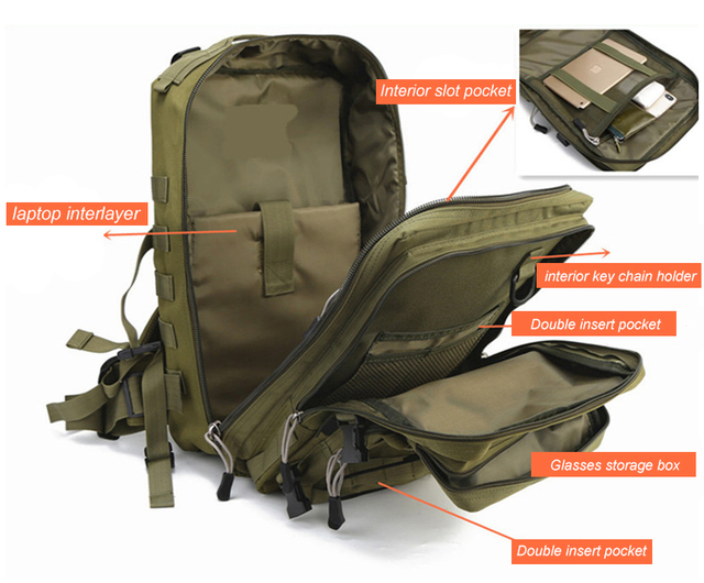 Plecak wojskowy o pojemności 30L, wodoodporny, idealny na wycieczki rowerowe, piesze wędrówki, camping, wędkarstwo i polowania - Wianko - 7