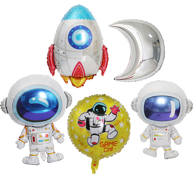 Dekoracja urodzinowa dla dzieci - rakieta kosmiczna z balonów foliowych astronauta Spaceman - Wianko - 1