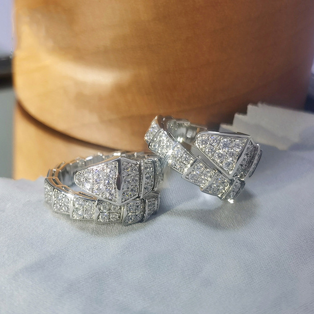Pierścień węża Shiny 925 Sterling Silver z cyrkoniami dla kobiet - rozmiar regulowany (Korea 2020) - Wianko - 5