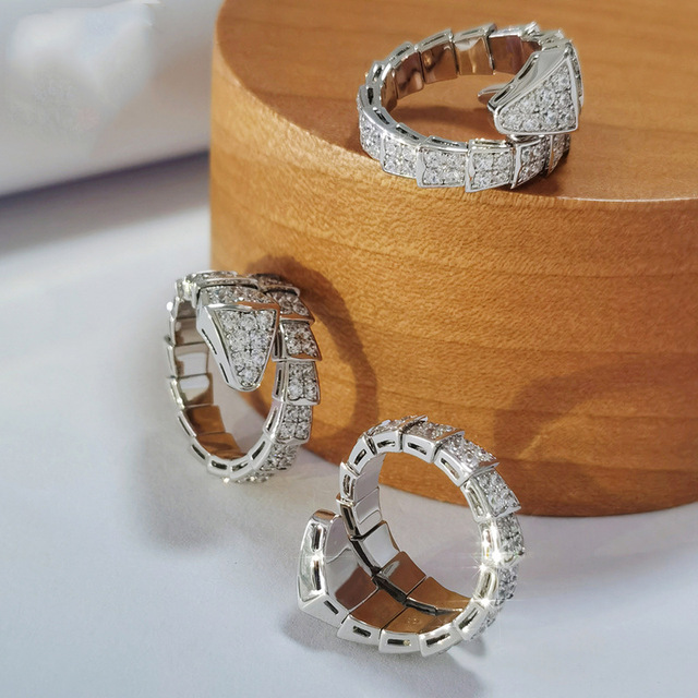 Pierścień węża Shiny 925 Sterling Silver z cyrkoniami dla kobiet - rozmiar regulowany (Korea 2020) - Wianko - 7