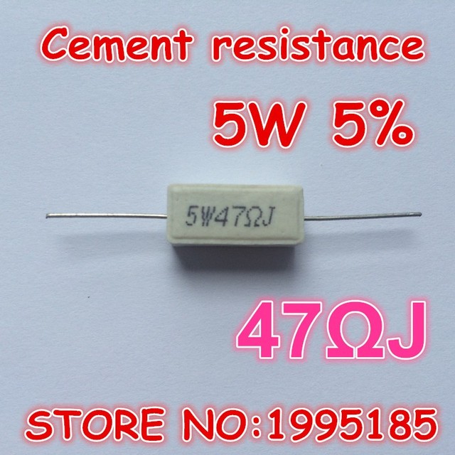 Partia 10 sztuk ceramicznych rezystorów cementowych 47R J 5W 5%, 47 Ohm, induktory - Wianko - 1